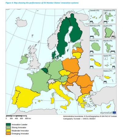 Europos inovacijų diegimo rezultatų suvestinė su Eurostato duomenimis