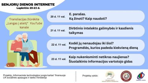 Senjorų dienos internete 2023 renginių plakatas